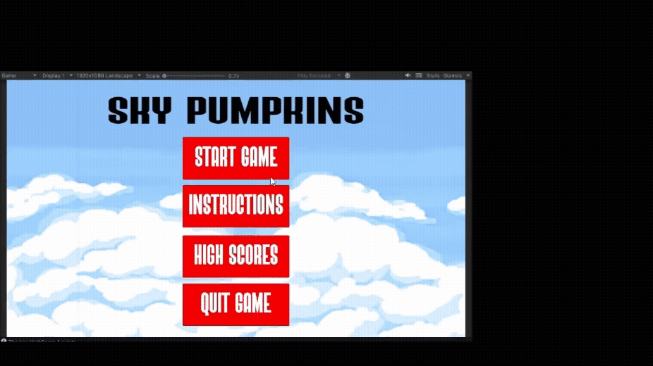Gameplay demo showing player shooting pumpkins and collecting power-ups