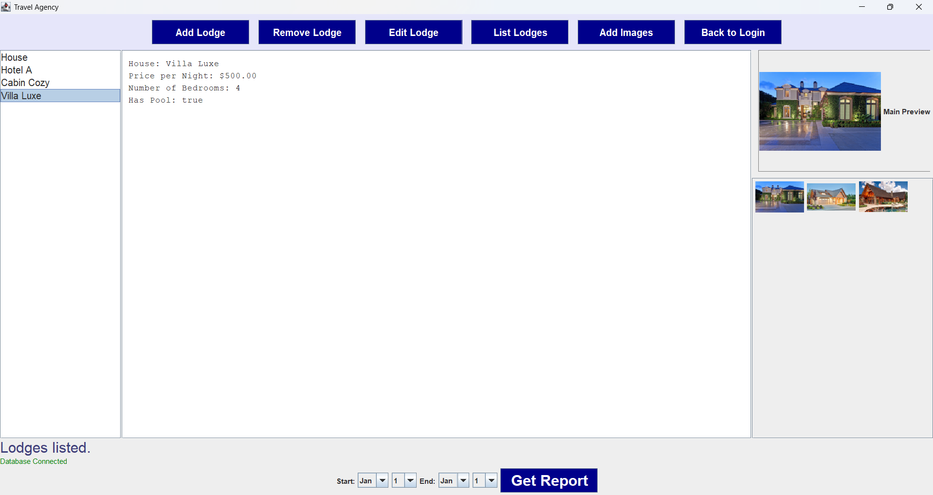 Travel Agency Application Screenshot